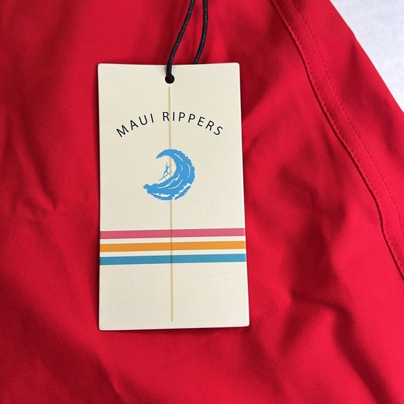 MAUI RIPPERS WOMENS LIGHTWEIGHT STRETH DRAWSTRING RED BOARD SHORTS SZ 8 - Picture 8 of 16